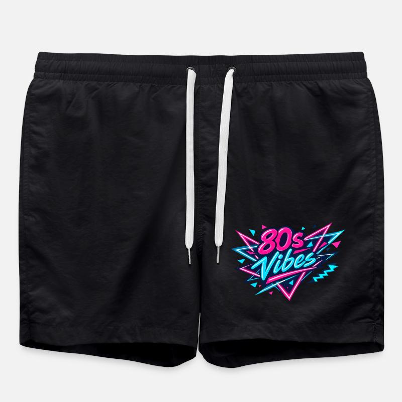 80s Vibes Neon Retro - Badeshorts - Schwarz