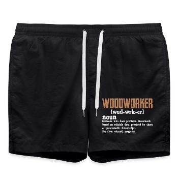 Rustic Woodworker Typo Design - Swim Trunks - black - Front - AI Model Male 185 light (185cm)