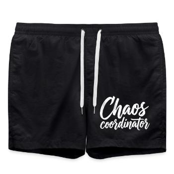 Chemise du coordinateur du chaos – Diction drôle - Short de bain - noir - Devant - AI Model Male 185 light (185cm)