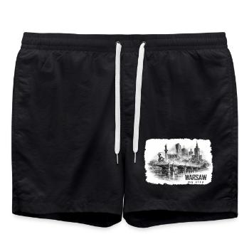 Sketch of the city of Warsaw - Swim Trunks - black - Front - AI Model Male 185 light (185cm)