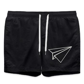 Art en ligne d’avions en papier - Short de bain - noir - Devant - AI Model Male 185 light (185cm)