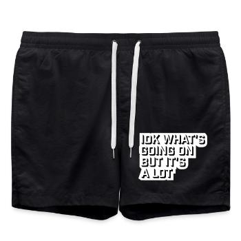 Idk What's Going On But It's A Lot Overwhelmed - Swim Trunks - black - Front - AI Model Male 185 light (185cm)