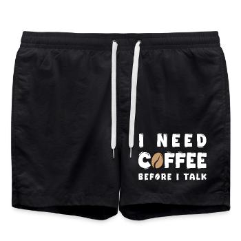 J’ai besoin d’un café avant de parler drôle de gif d’amoureuse du café - Short de bain - noir - Devant - AI Model Male 185 light (185cm)