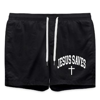 Jésus sauve - Short de bain - noir - Devant - AI Model Male 185 light (185cm)