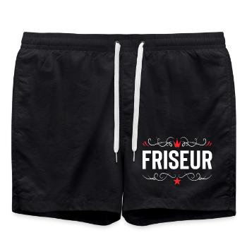 Friseur Beruf - Badeshorts - Schwarz - Vorne - AI Model Male 185 light (185cm)