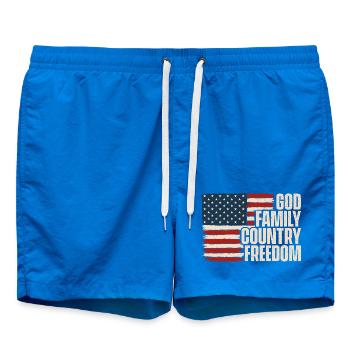 Gott Familie Land Freiheit Patriotisch - Badeshorts - Cobalt blue - Vorne