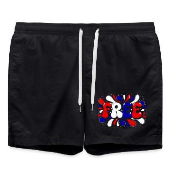 Liberté Splash Typographie Tricolore - Short de bain - noir - Devant - AI Model Male 185 light (185cm)