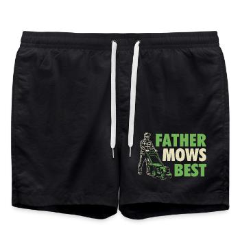 Father Mows Best – Rasenmähen Vatertag - Badeshorts - Schwarz - Vorne - AI Model Male 185 light (185cm)