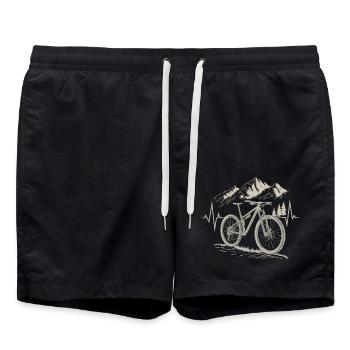 Mountain Bike Heartbeat | Mountains Nature - Swim Trunks - black - Front - AI Model Male 185 light (185cm)