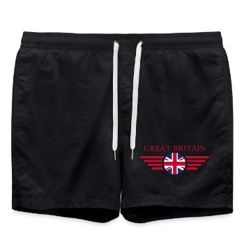 Ich liebe Großbritannien UK, Stil Design T-Shirt - Badeshorts - Schwarz - Vorne - AI Model Male 185 light (185cm)