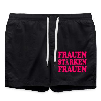 frauen stärken frauen - Badeshorts - Schwarz - Vorne - AI Model Male 185 light (185cm)