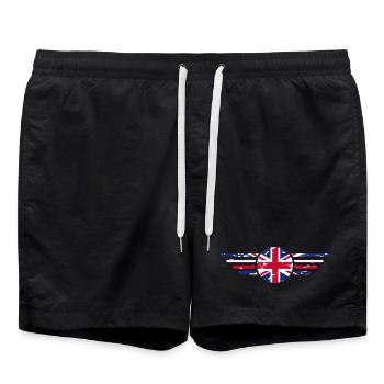 I Love Britain UK, Style Design T-Shirt - Short de bain - noir - Devant - AI Model Male 185 light (185cm)