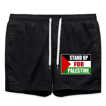 stand up for palestine - Short de bain - noir - Devant - AI Model Male 185 light (185cm)