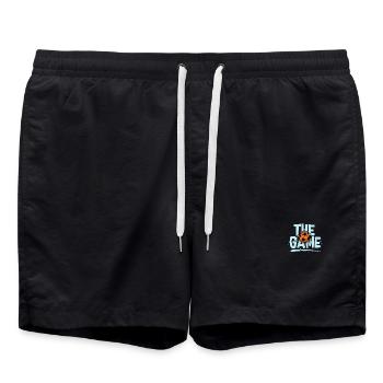 Game Beats: Fußball mit Kopfhörern - Badeshorts - Schwarz - Vorne - AI Model Male 185 light (185cm)