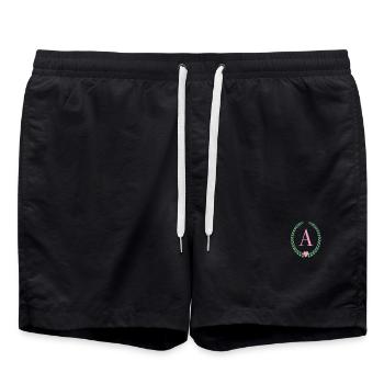 Buchstabe A-Monogramm - Badeshorts - Schwarz - Vorne - AI Model Male 185 light (185cm)