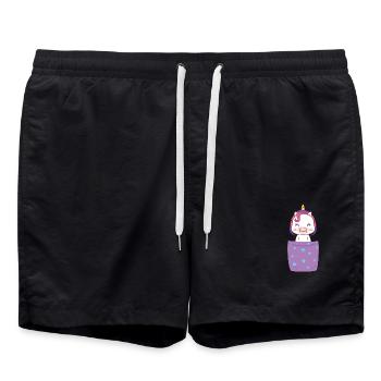 Licorne Chemise Sac Poitrine Cadeau Licorne - Short de bain - noir - Devant - AI Model Male 185 light (185cm)