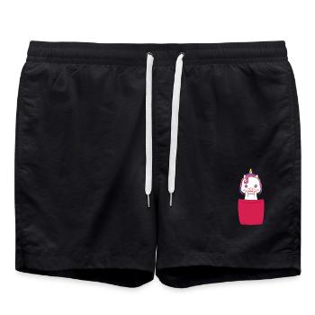 Licorne Chemise Sac Poitrine Cadeau Licorne - Short de bain - noir - Devant - AI Model Male 185 light (185cm)