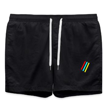 Streifen - Vektor - Badeshorts - Schwarz - Vorne - AI Model Male 185 light (185cm)