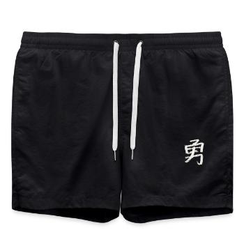 Mut (Japanisch) Schriftzeichen Kanji - Kohle - Badeshorts - Schwarz - Vorne - AI Model Male 185 light (185cm)