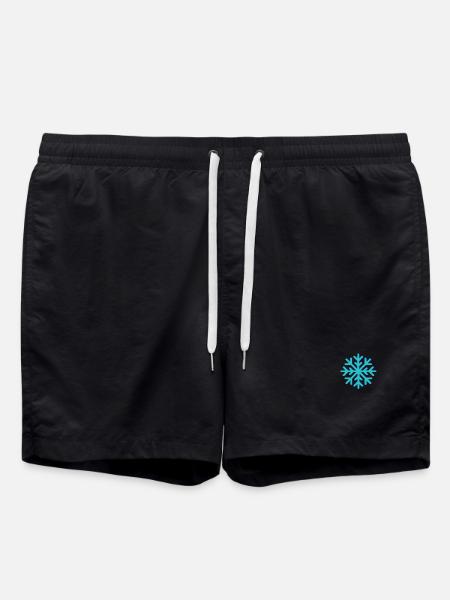 Geometric Blue Snowflake - Swim Trunks - black