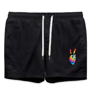 Frieden Sieg Batik-Handzeichen - Badeshorts - Schwarz - Vorne - AI Model Male 185 light (185cm)