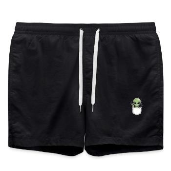 Niedliche Tasche Alien Cartoon mit Peace-Zeichen - Badeshorts - Schwarz - Vorne - AI Model Male 185 light (185cm)