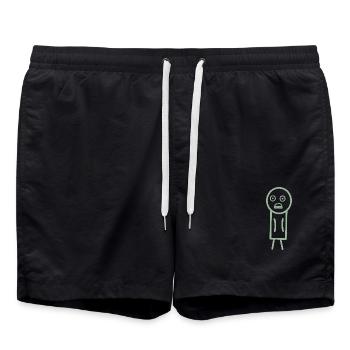 Schockierte Figur - Badeshorts - Schwarz - Vorne - AI Model Male 185 light (185cm)