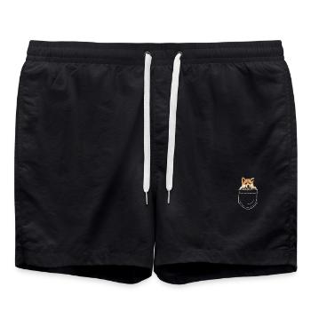 Hund Akita - Badeshorts - Schwarz - Vorne - AI Model Male 185 light (185cm)