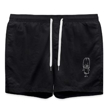 Kleines Mädchen mit langen Haaren - Badeshorts - Schwarz - Vorne - AI Model Male 185 light (185cm)