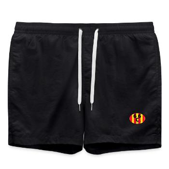 Drapeau Catalan 66 souriant rouge et jaune - Short de bain - noir - Devant - AI Model Male 185 light (185cm)