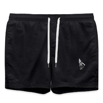Petanque Spielerin Rechtshänderin - Badeshorts - Schwarz - Vorne - AI Model Male 185 light (185cm)