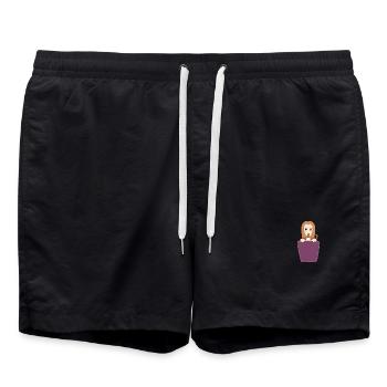 Windhund In Der Brusttasche - Badeshorts - Schwarz - Vorne - AI Model Male 185 light (185cm)