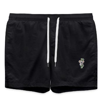 Kawaii Koala mit Bambus – Süßes Sticker Motiv - Badeshorts - Schwarz - Vorne - AI Model Male 185 light (185cm)