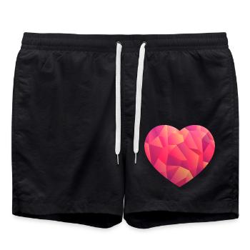 coeur rose - Short de bain - noir - Devant - AI Model Male 185 light (185cm)