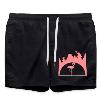 sonnenaufgang urlaub palmen miami ferien sonne som - Badeshorts - Schwarz - Vorne - AI Model Male 185 light (185cm)