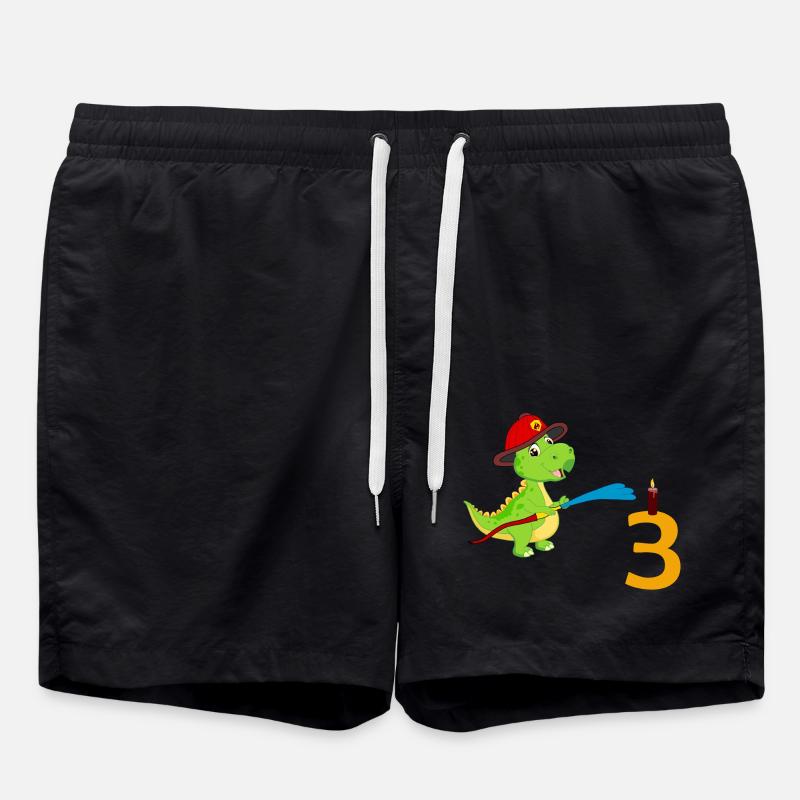 Pompiers Dino 3 anniversaire - Short de bain - noir