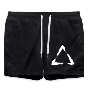 Symbol Dreieck Bürste Design Neu Weiß - Badeshorts - Schwarz - Vorne - AI Model Male 185 light (185cm)