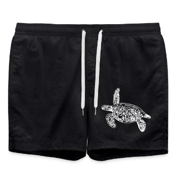 Tortue - dessin vectoriel - Short de bain - noir - Devant - AI Model Male 185 light (185cm)