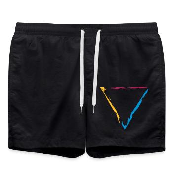 bordure colorée triangle bordure décorative cool des - Short de bain - noir - Devant - AI Model Male 185 light (185cm)
