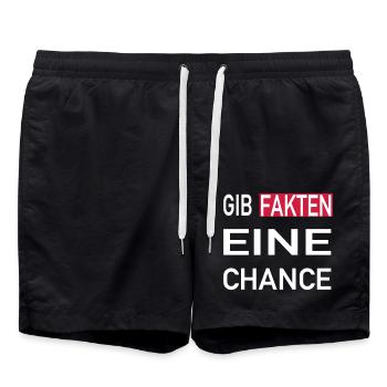 Gib Fakten eine Chance - Badeshorts - Schwarz - Vorne - AI Model Male 185 light (185cm)