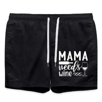 Mama braucht Wein lustiger Spruch - Badeshorts - Schwarz - Vorne - AI Model Male 185 light (185cm)