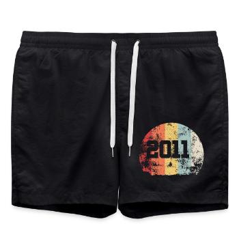 Vintage 2011 11e anniversaire cadeau vintage rétro - Short de bain - noir - Devant - AI Model Male 185 light (185cm)