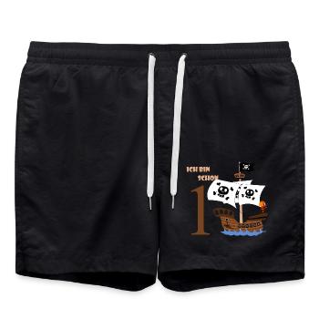 Piratenschiff Geburtstag 1 - Badeshorts - Schwarz - Vorne - AI Model Male 185 light (185cm)