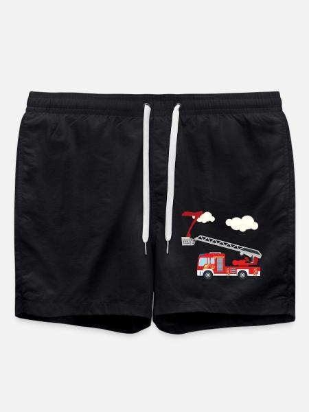 Fire truck - 7th birthday - Swim Trunks - black