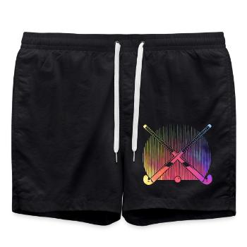 Hockey Retro - Swim Trunks - black - Front - AI Model Male 185 light (185cm)