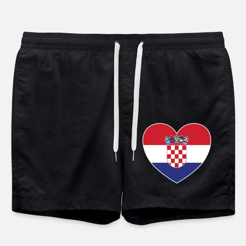 Croatie Drapeau Coeur - Short de bain - noir