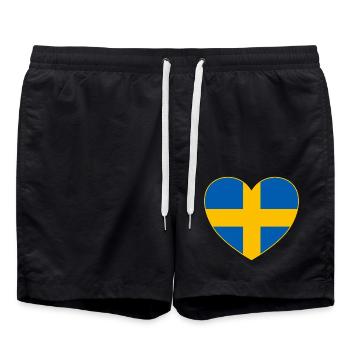Cœur du drapeau de la Suède - Short de bain - noir - Devant - AI Model Male 185 light (185cm)