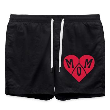 Heart Text Mom - Swim Trunks - black - Front - AI Model Male 185 light (185cm)