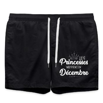 les princesses naissent en decembre anniversaire - Short de bain - noir - Devant - AI Model Male 185 light (185cm)