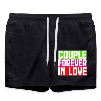 couple amoureux pour toujours - Short de bain - noir - Devant - AI Model Male 185 light (185cm)